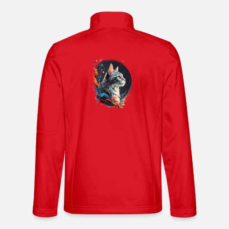 Bunte Katze - Unisex Softshelljacke - Rot