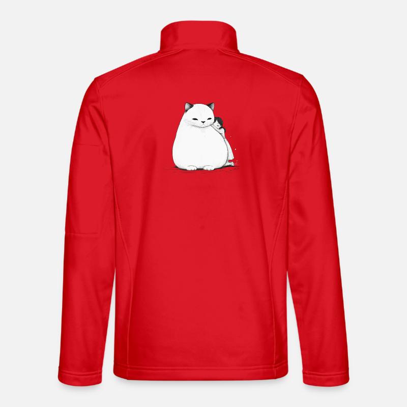 Großes Kuscheln mit einer Katze - Unisex Softshelljacke - Rot