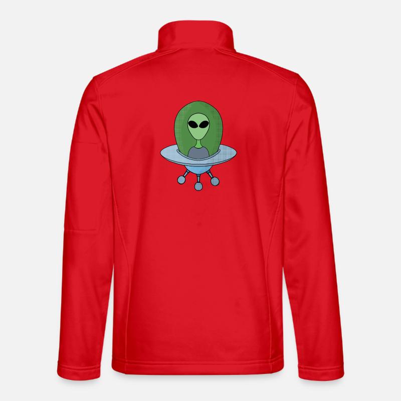 Alien in seinem kleinen Raumschiff - Unisex Softshelljacke - Rot