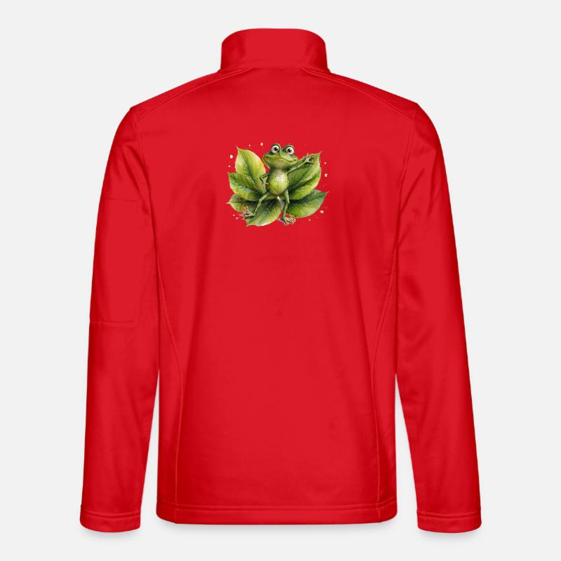 Dancing frog on lily pad - Unisex Softshell Jacket - red