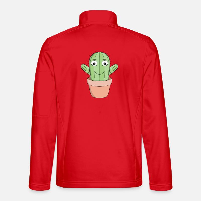 A cute smiling cactus - Unisex Softshell Jacket - red