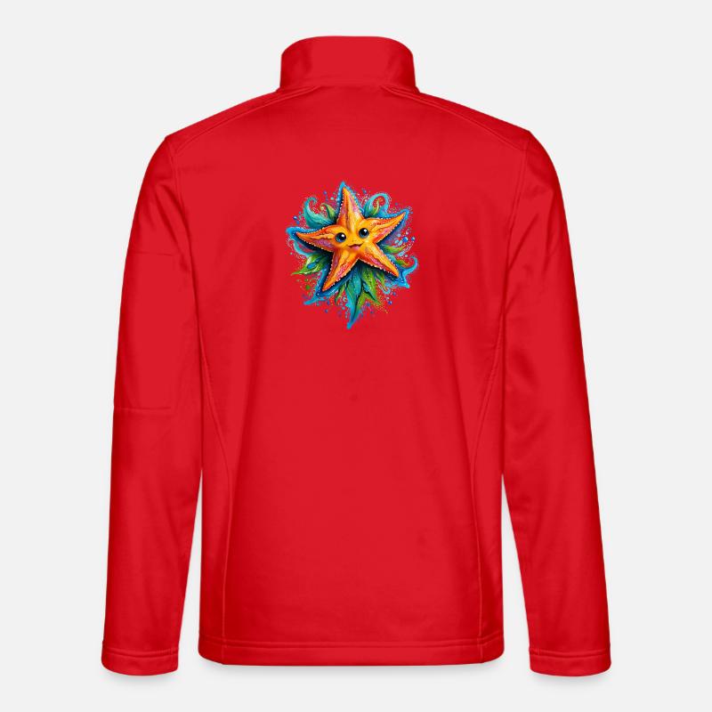 Cheerful Yellow Starfish in the Blue Vortex Unisex Softshell Jacket