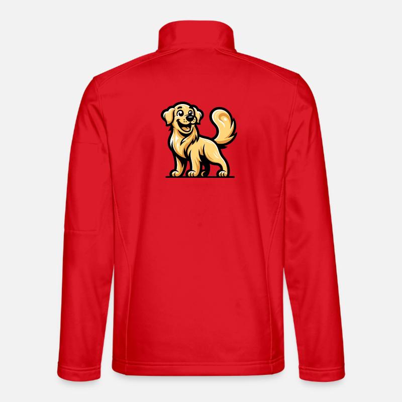 A cartoon style golden retriever - Unisex Softshell Jacket - red
