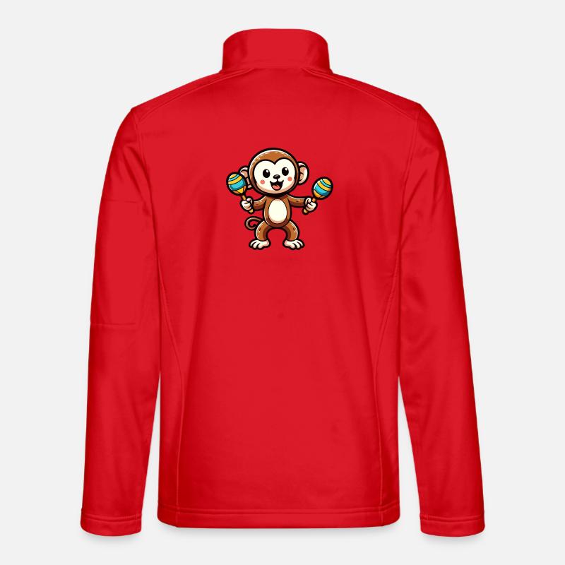 Maraca Monkey: Der musikalische Primat - Unisex Softshelljacke - Rot