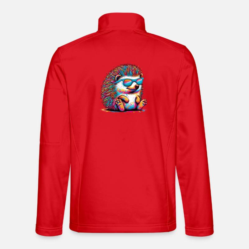 Hedgehog with sunglasses - Unisex Softshell Jacket - red