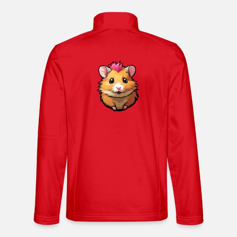 Funny hamster with pink mane - Unisex Softshell Jacket - red