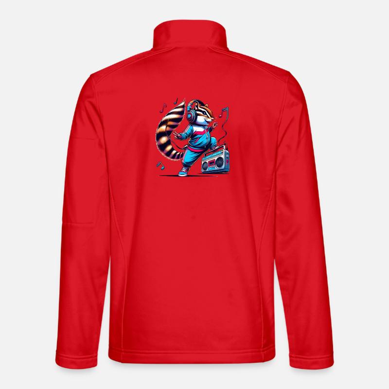 fröhliches Streifenhörnchen mit Kopfhörern - Unisex Softshelljacke - Rot