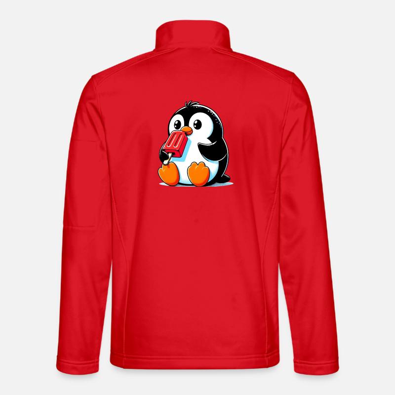 Pinguin isst ein Eis am Stiel - Unisex Softshelljacke - Rot