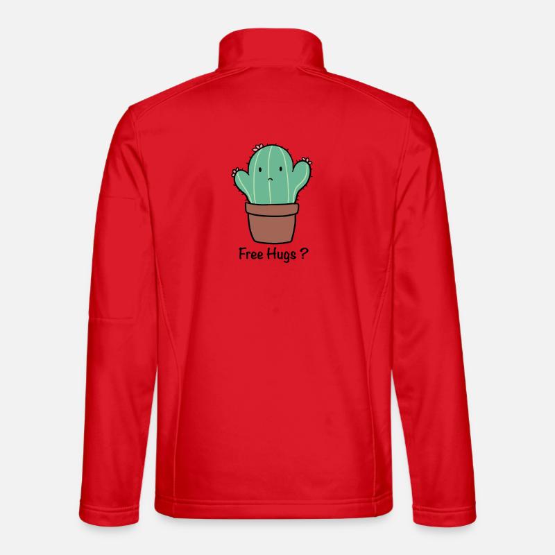 Süßer Kaktus Free Hugs - Unisex Softshelljacke - Rot