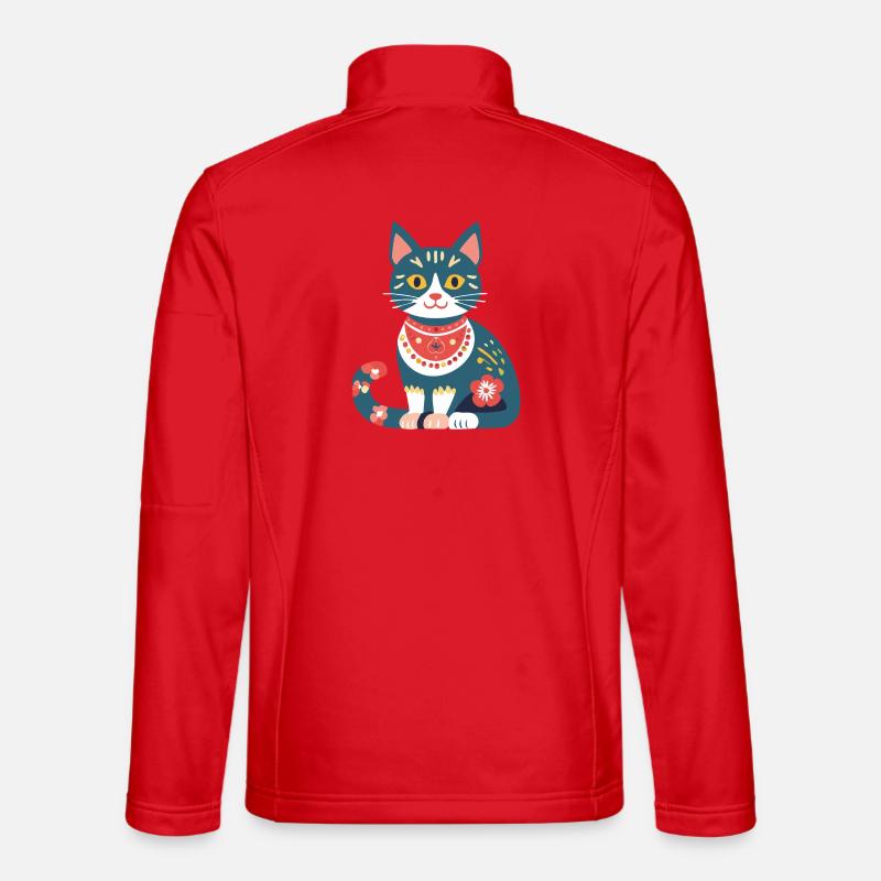 chaton folklorique mignon Veste en tissu softshell Unisexe