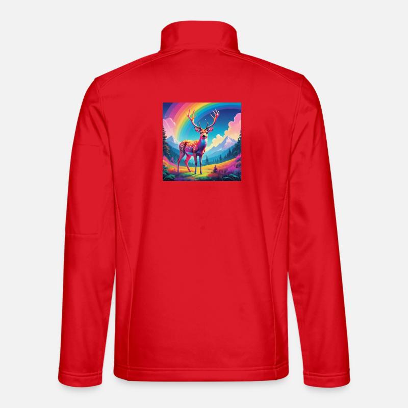 Deer with rainbow - Unisex Softshell Jacket - red