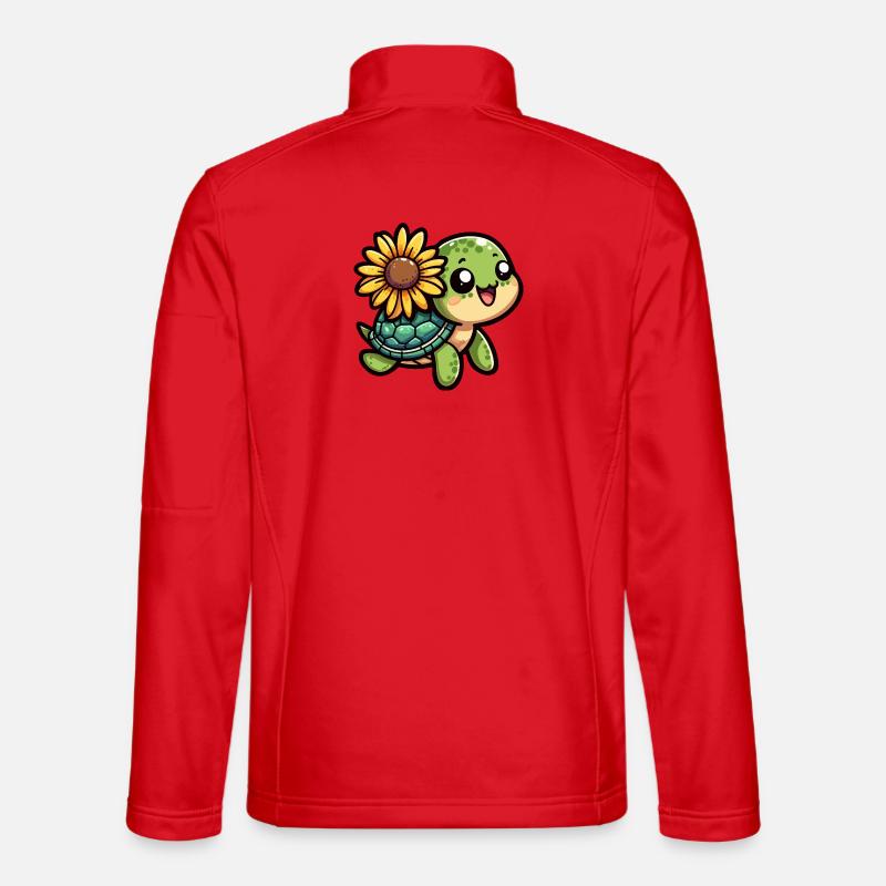 Schildkröte mit Sonnenblume - Unisex Softshelljacke - Rot