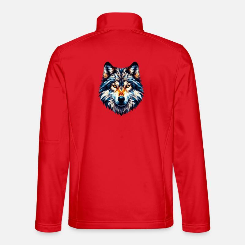 Polygonaler Wolf - Unisex Softshelljacke - Rot