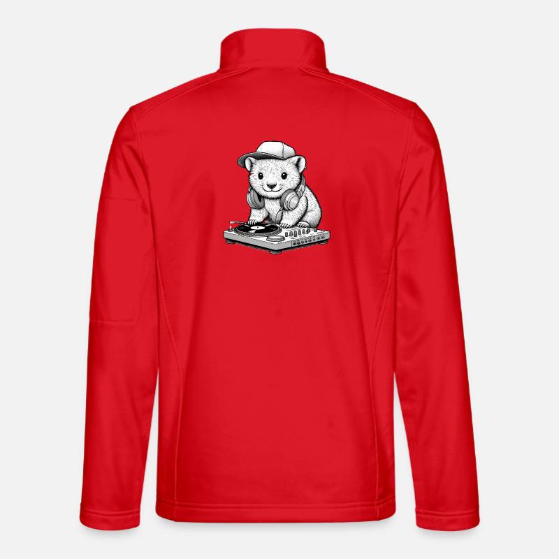 cooles Wombat-Motiv als DJ mit Kopfhörer - Unisex Softshelljacke - Rot