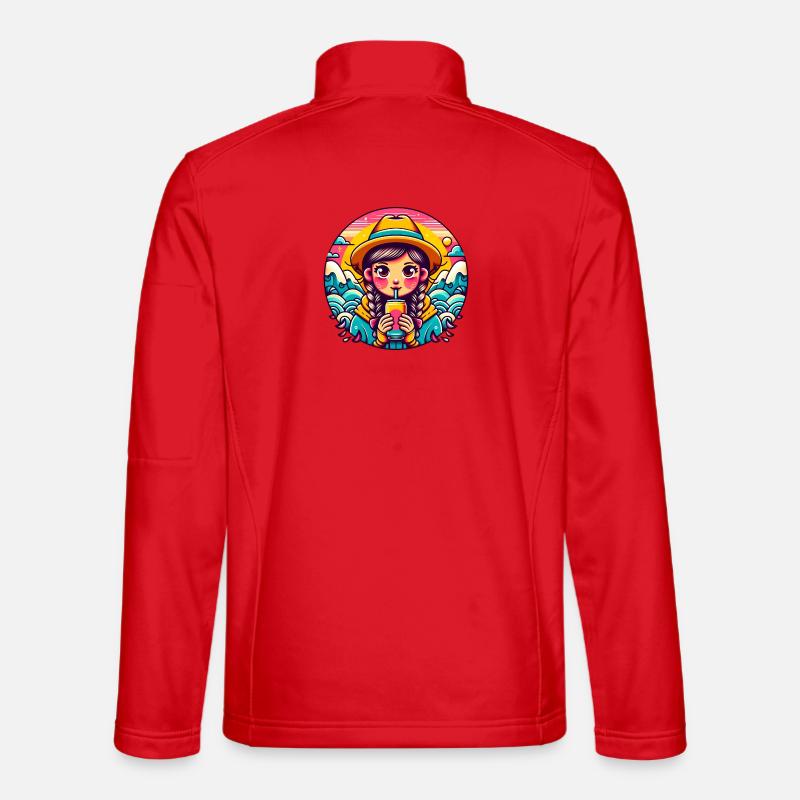 Retro Mädchen Trinken Pop Illustration - Unisex Softshelljacke - Rot