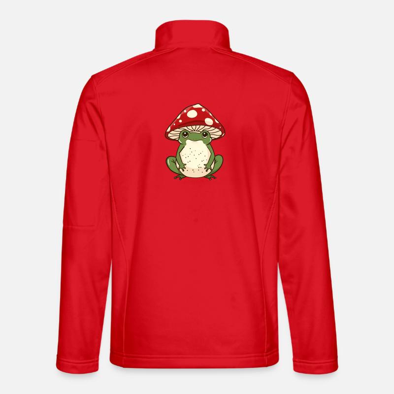 Mushroom Cap Frog Whimsy - Unisex Softshell Jacket - red