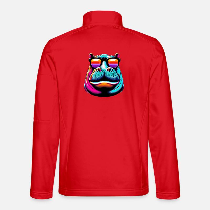 Nilpferd mit Sonnenbrille - Unisex Softshelljacke - Rot