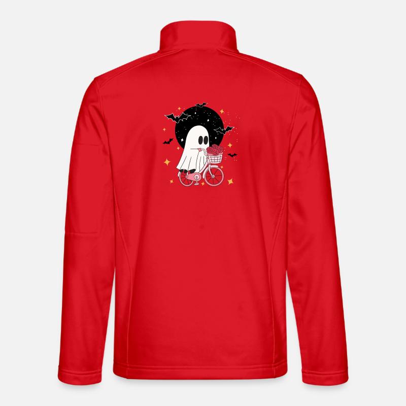 Cute Ghost Biking Halloween - Unisex Softshell Jacket - red