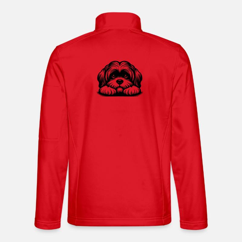 Lhasa Apso Head with Paws - Unisex Softshell Jacket - red