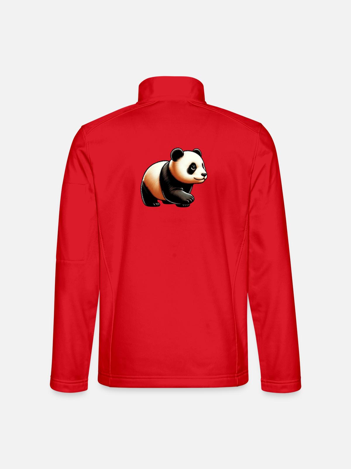 Panda - Unisex Softshelljacke - Rot - Hinten
