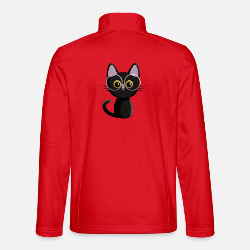 Schwarze Katze - Unisex Softshelljacke - Rot