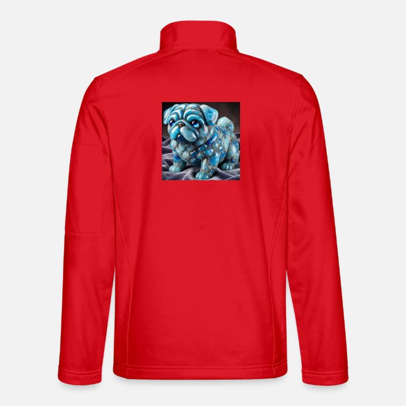 Blauer Kristall-Pug Dekorfigur - Unisex Softshelljacke - Rot