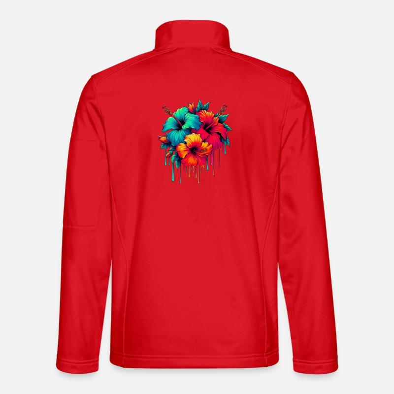 Hibiskusblüten - Unisex Softshelljacke - Rot