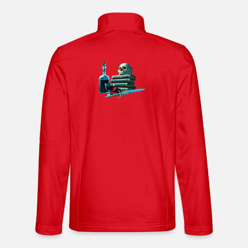 Bücher Design, Menschenschädel, Weinflasche - Unisex Softshelljacke - Rot