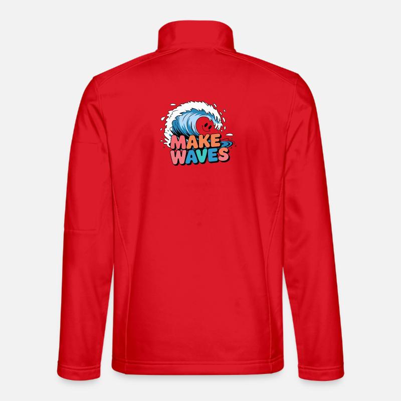 Lebendige Surfwelle mit Make Waves-Text Unisex Softshelljacke