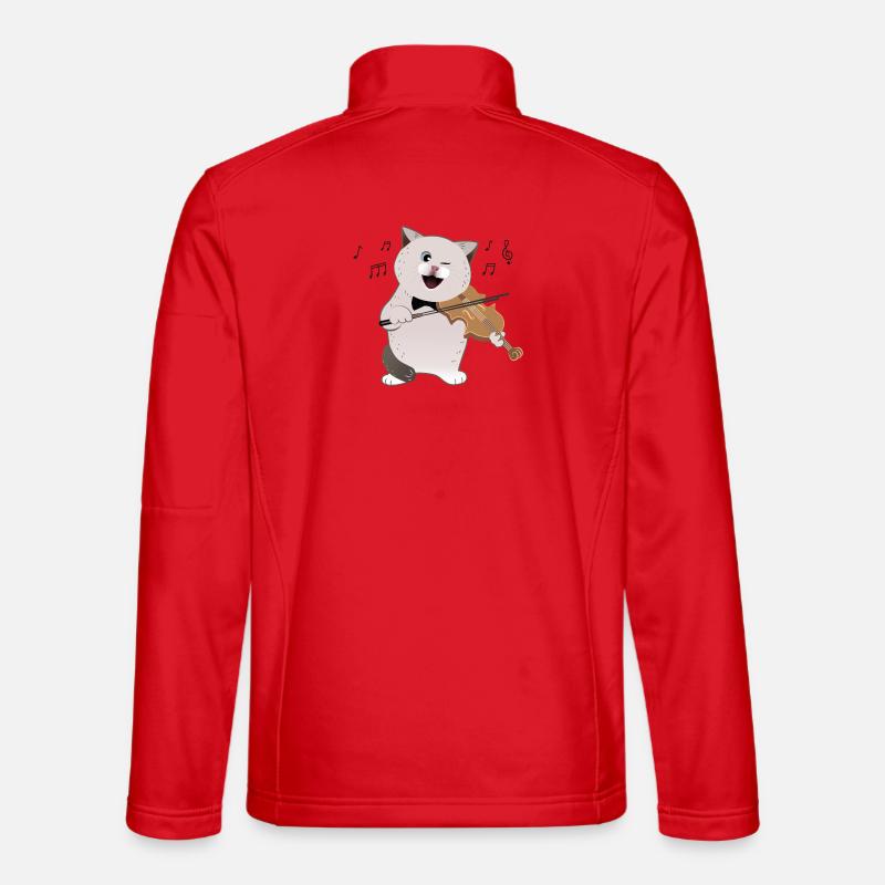 cute chubby cat playing violin - Unisex Softshell Jacket - red