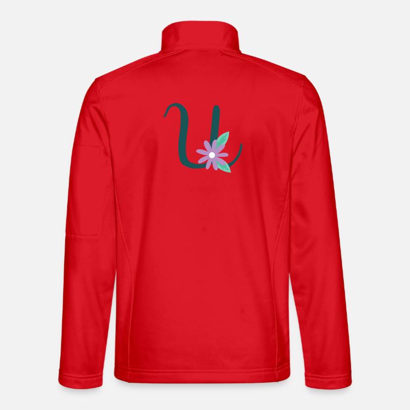 Eleganter Buchstabe 'U' mit Blumen - Unisex Softshelljacke - Rot