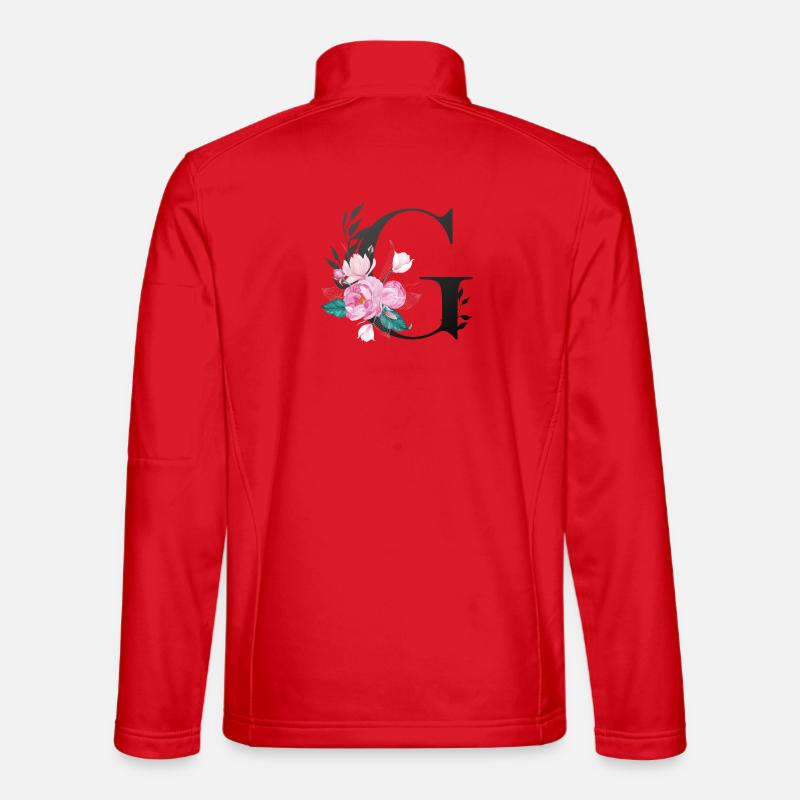 Eleganter Buchstabe 'G' mit Blumen - Unisex Softshelljacke - Rot