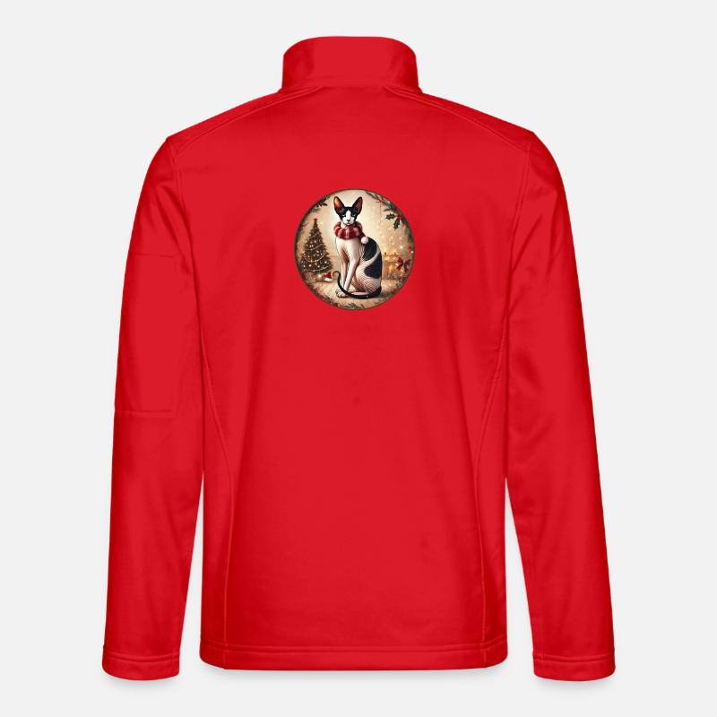 Weihnachtsporträt mit Sphynx - Unisex Softshelljacke - Rot