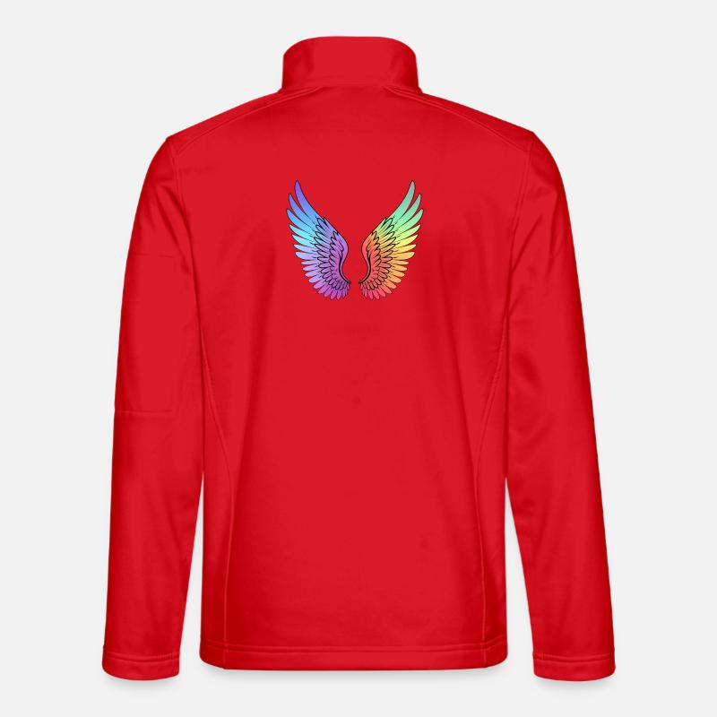 Rainbow Gradient Wings - Unisex Softshell Jacket - red
