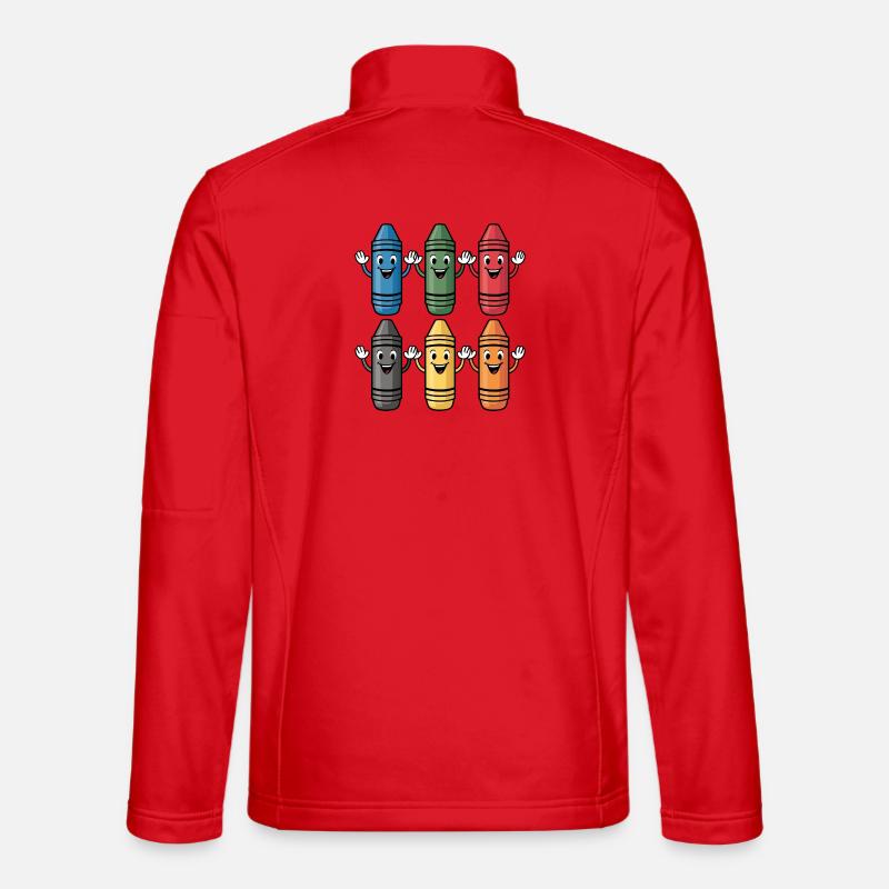 Bunter lächelnder Buntstift-Charakter - Unisex Softshelljacke - Rot