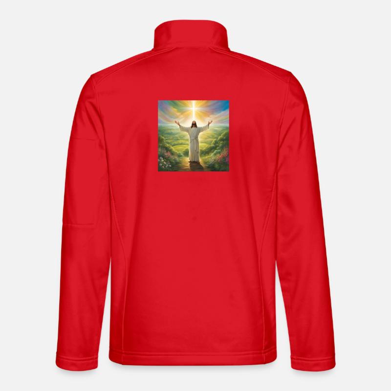 Jesus, Catholic Jesus Christ - Unisex Softshell Jacket - red
