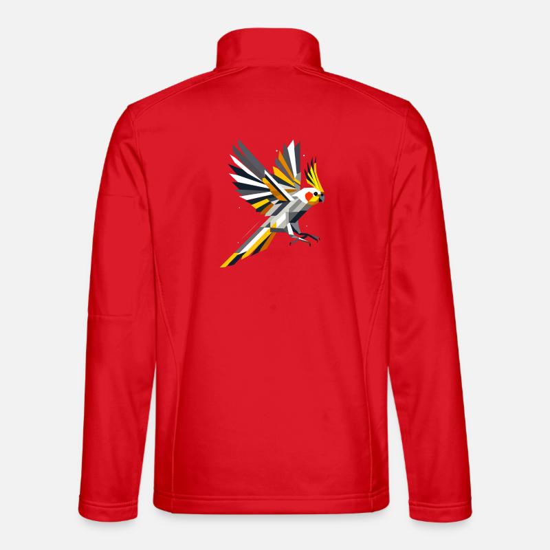 Calopsitte géométrique colorée Veste en tissu softshell Unisexe