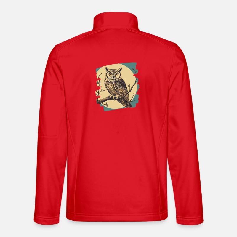 Eule Retro - Unisex Softshelljacke - Rot
