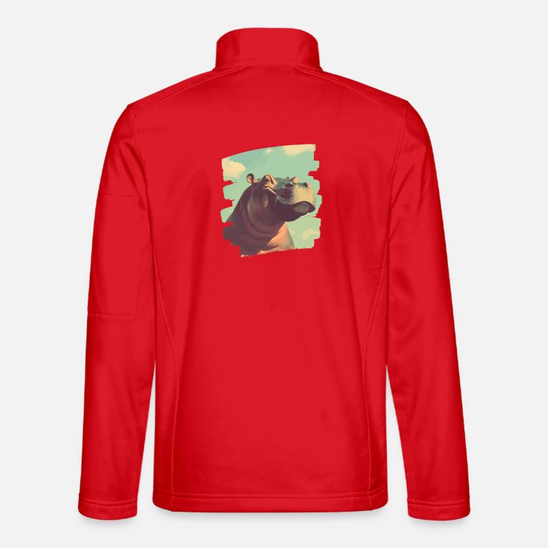 Nilpferd Retro - Unisex Softshelljacke - Rot