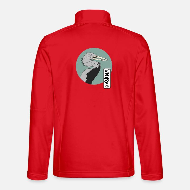 Grauer Kranich im Manga-Style - Unisex Softshelljacke - Rot