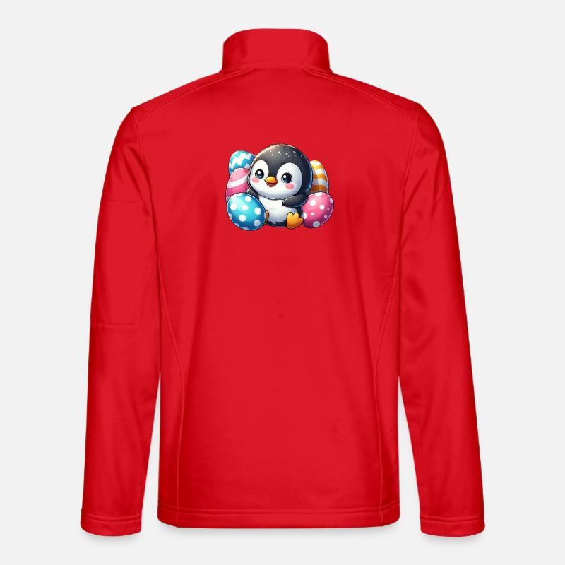 Cute Penguin Easter Cartoon Kids - Unisex Softshell Jacket - red
