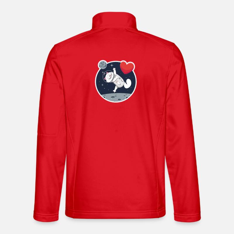 Einsame Astronautin Katze fängt Herz - Unisex Softshelljacke - Rot