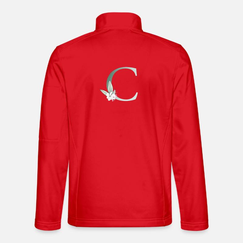 C Monogramme, Floral, Personnalisable - Veste en tissu softshell Unisexe - rouge