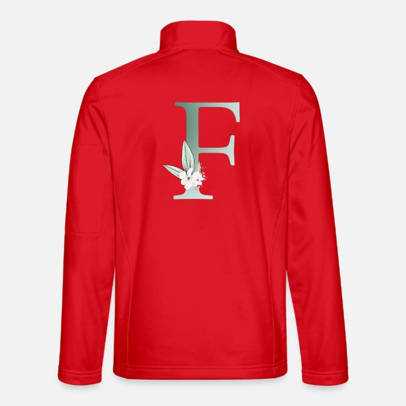 F Monogram, Floral, Customizable - Unisex Softshell Jacket - red