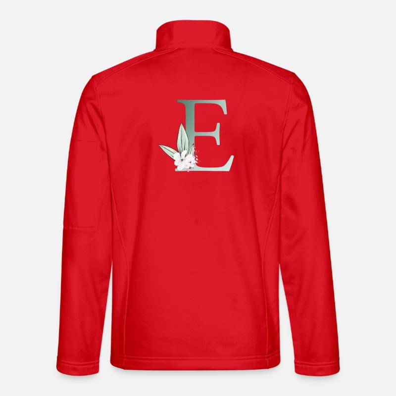 E Monogram, Floral, Customizable - Unisex Softshell Jacket - red
