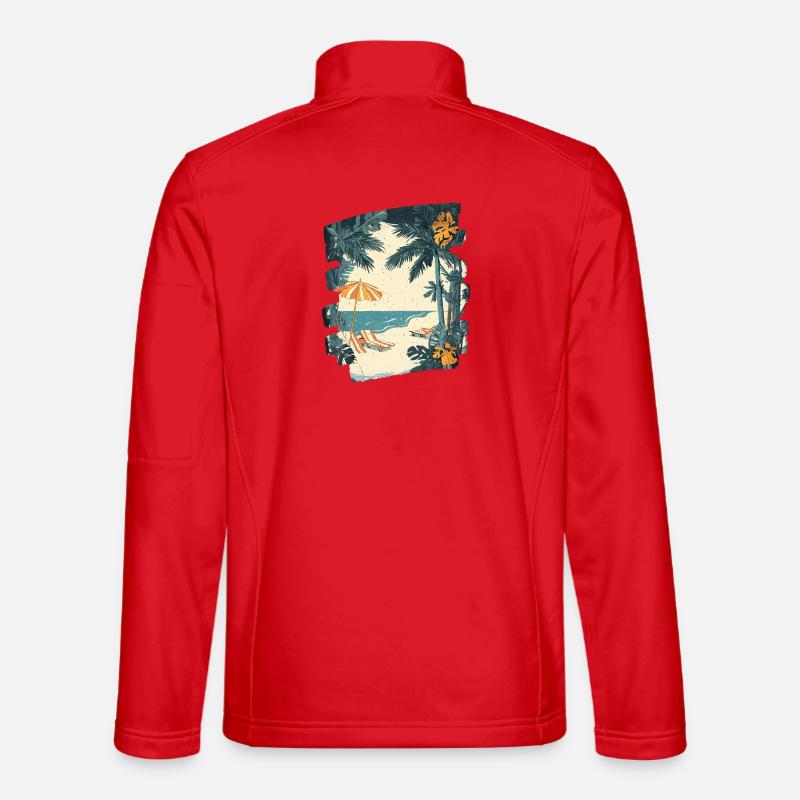 Summer Palm Tree Beach - Unisex Softshell Jacket - red