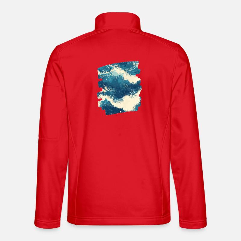 Wellen und Meer - Unisex Softshelljacke - Rot