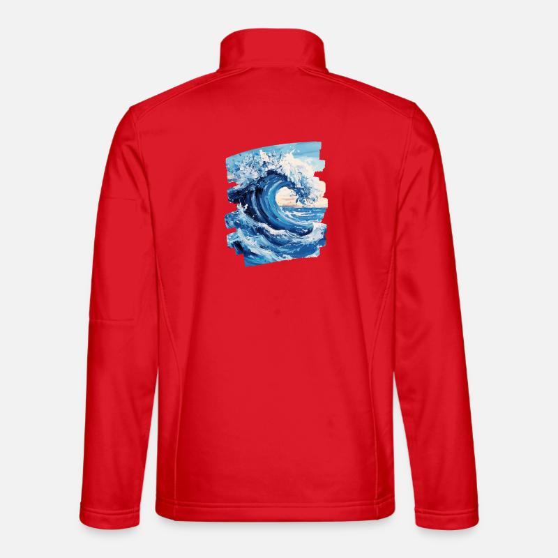 Wellen und Meer - Unisex Softshelljacke - Rot