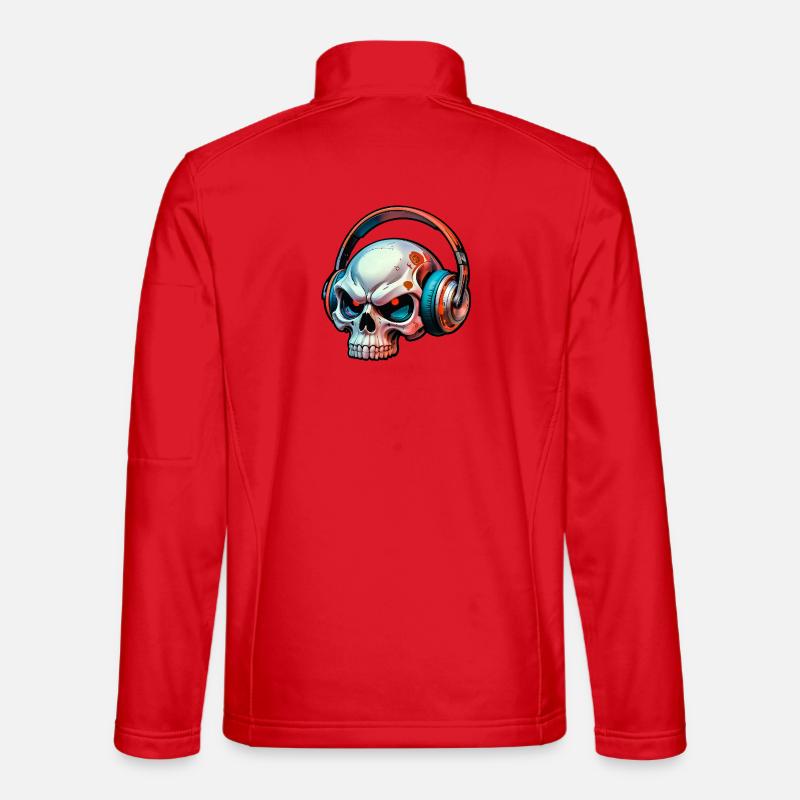 Schädel mit kopfhörer - Unisex Softshelljacke - Rot