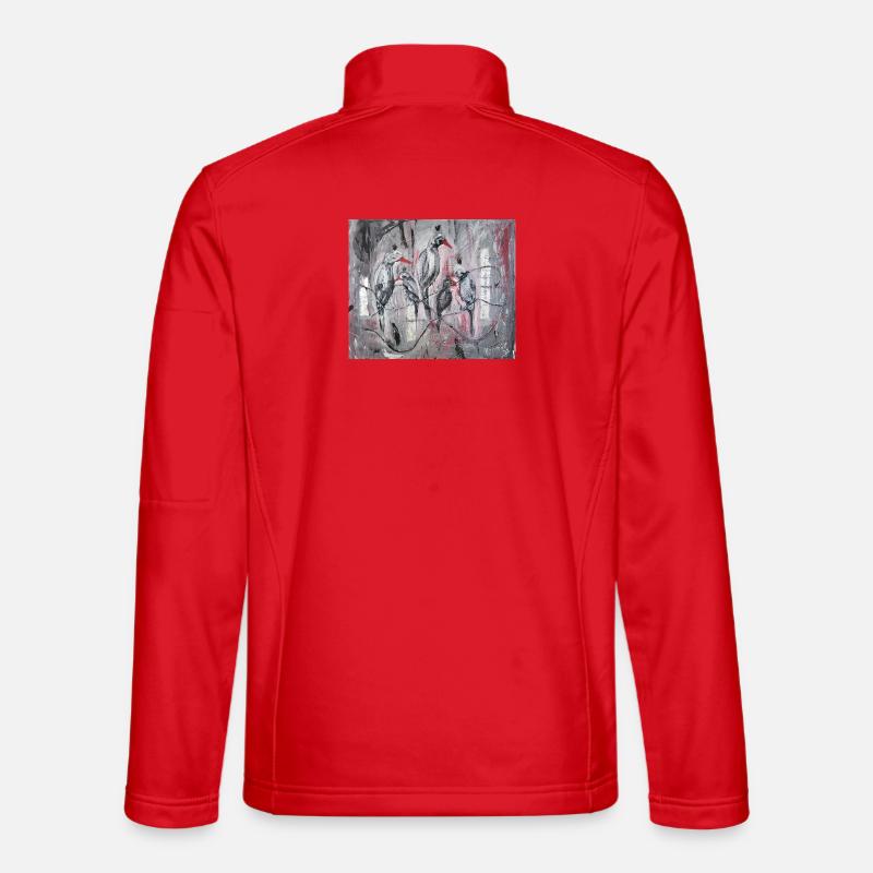 Abstrakte Stare Vogelgruppe Kunstdruck - Unisex Softshelljacke - Rot